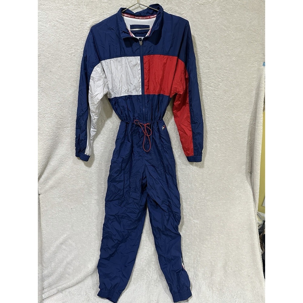 Vintage Tommy Hilfiger Colorblock Tracksuit 90s Hip Hop Streetwear Y2K Red Blue